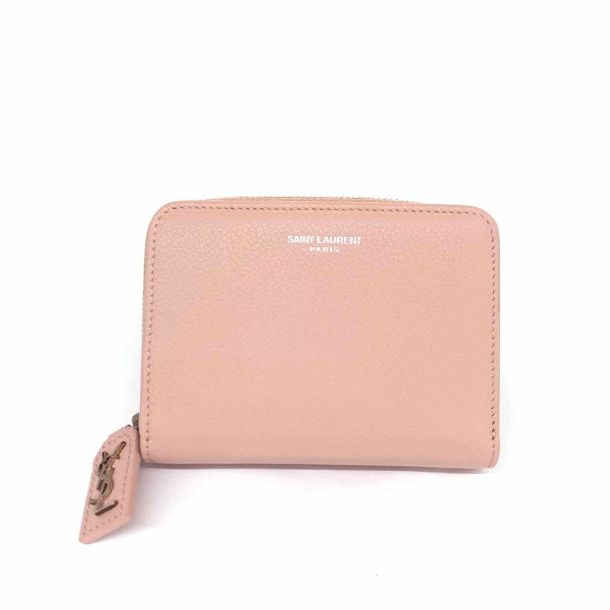 SAINT LAURENT PARIS サンローランパリ 二つ折り財布 414661 ピンクベージュ レザー レディース 240001066467