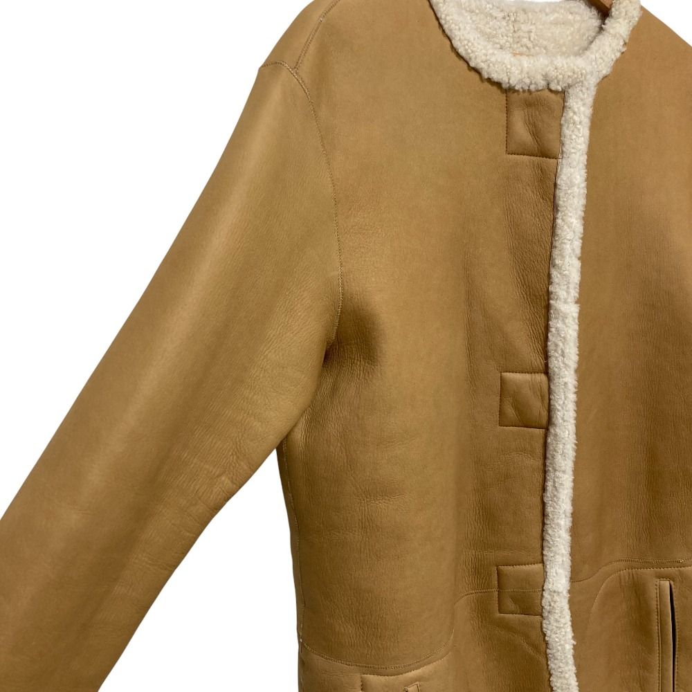 49AV JUNKO SHIMADA フォーティナインアベニュー ジュンコシマダ ノーカラー ムートンコート サイズ38 ベージュ レディース 古着