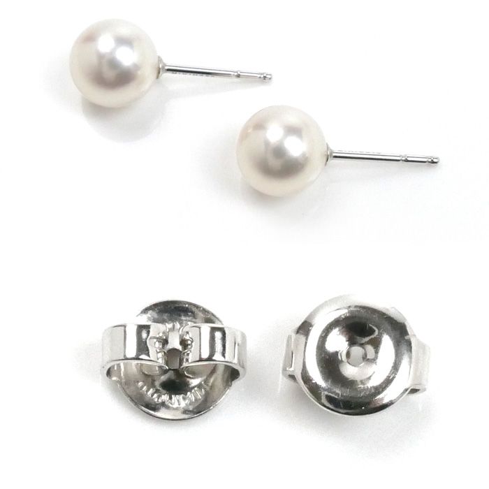 MIKIMOTO ミキモト K18WG ホワイトゴールド ピアス パール約8.0