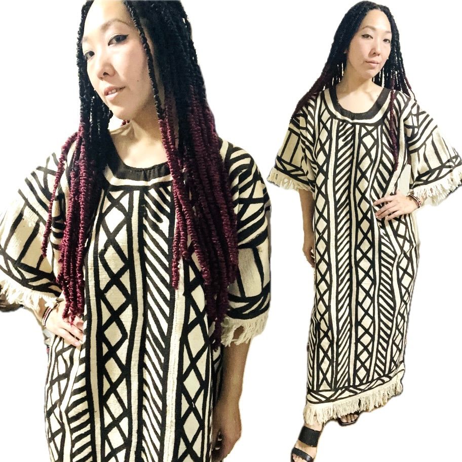 泥染め 手織り アフリカ マリ ボゴラン ハンドメイド ワンピース  