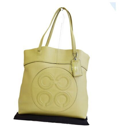 【中古】 コーチ COACH オプアート トートバッグ ショルダー イエロー レザー 保存袋付き 14967 08HE067