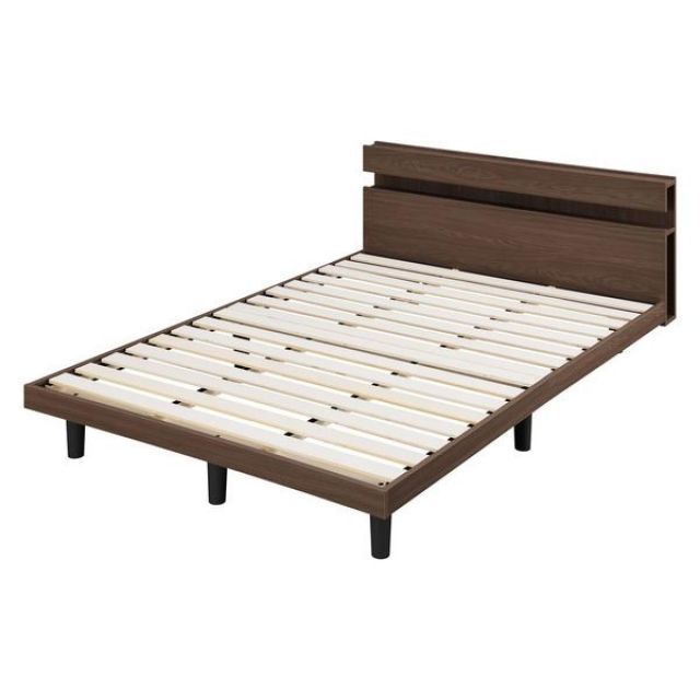 アイリスオーヤマ すのこベッド ダブル SNBS-D ウォールナット ベッド 通気性 コンセント付 収納スペース