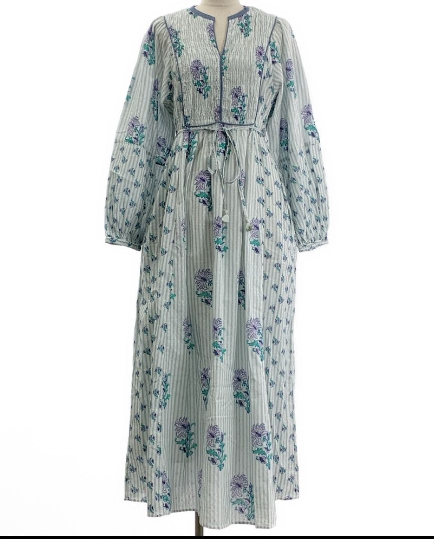 ヌキテパ ワンピース ne Quittez pas COTTON JACQUARD LILY プリント シャーリングワンピース