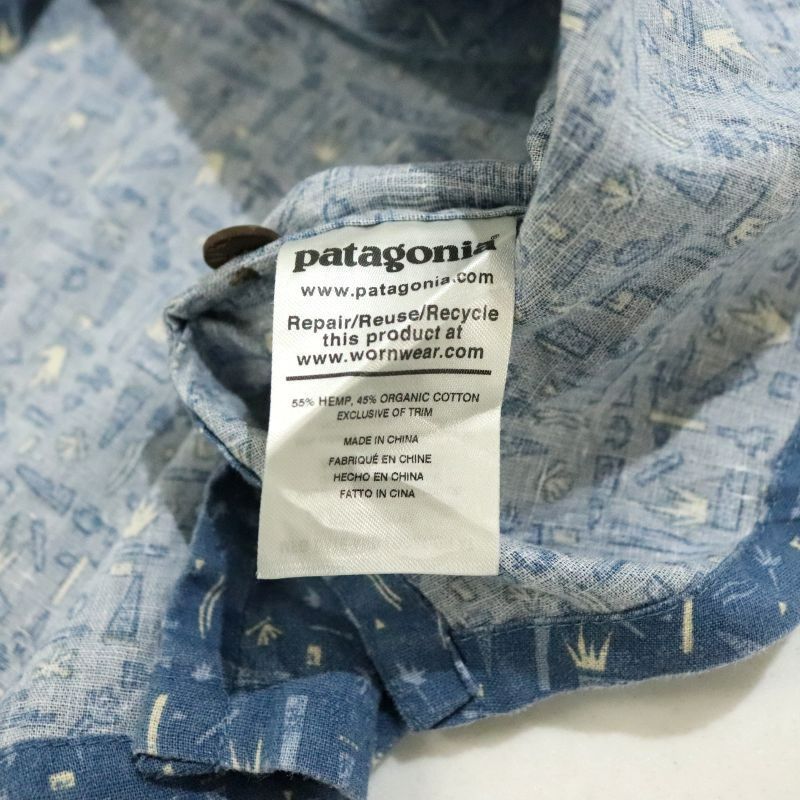 00s patagonia 総柄 53129 バックステップ 半袖シャツ メンズ 表記Lサイズ