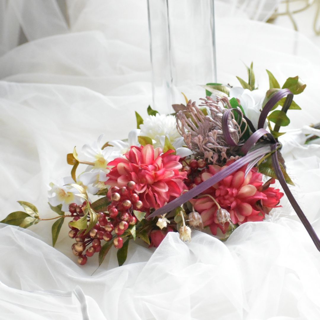 和モダン☆色鮮やかな紅白の和装ブーケ☆ウェディングブーケ☆前撮り☆造花