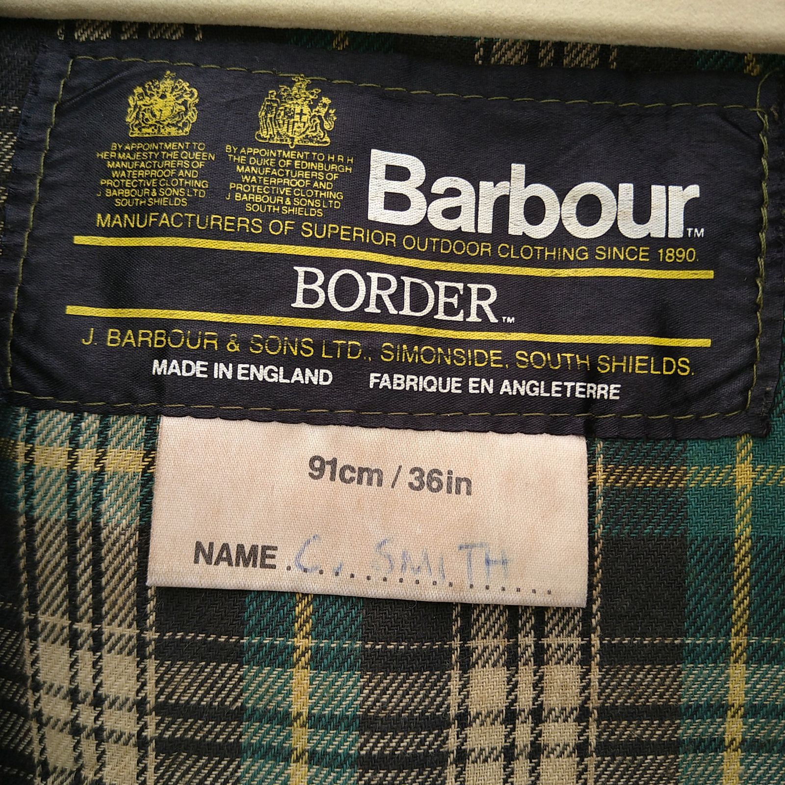 Barbour BORDER A200 C36 91CM バブアー ボーダー フード ライナー付き