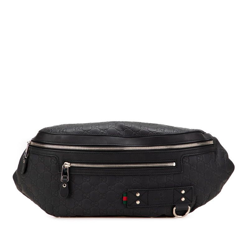 グッチ グッチシマ ボディバッグ ウエストバッグ 246409 ブラック レザー ラバー メンズ GUCCI 1-0212432
