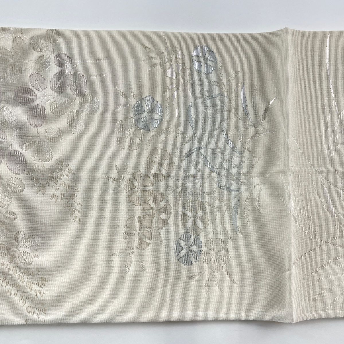 夏帯 袋帯 萩 流水 紗 草花 素敵 NO-1466 袋帯 秀品 夏帯 萩 草花 箔 クリーム 六通 正絹 【中古】 - メルカリ