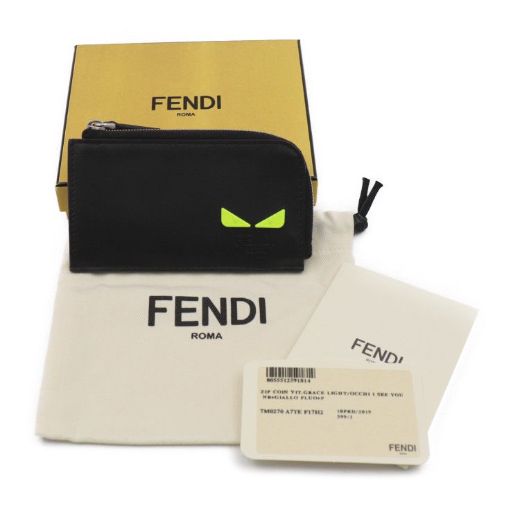 FENDI フェンディ コインケース 7M0270 レザー ブラック ネオン