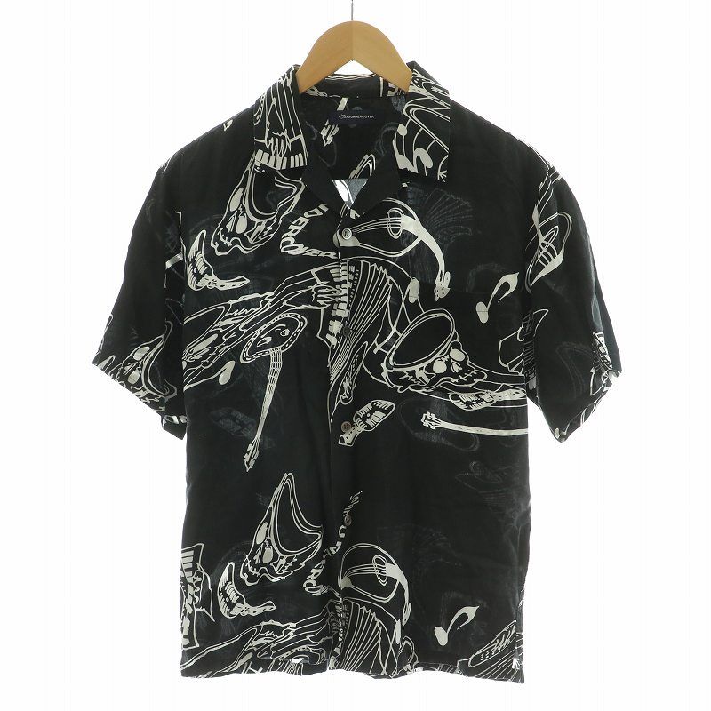 アンダーカバー UNDERCOVER ジョン John オープンカラーシャツ 半袖 総柄 2 ブラック JUT7401 /NQ