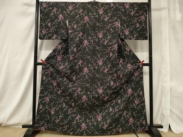 平和屋着物▽小紋 単衣 南天文 洗える着物 AAAU8664fy