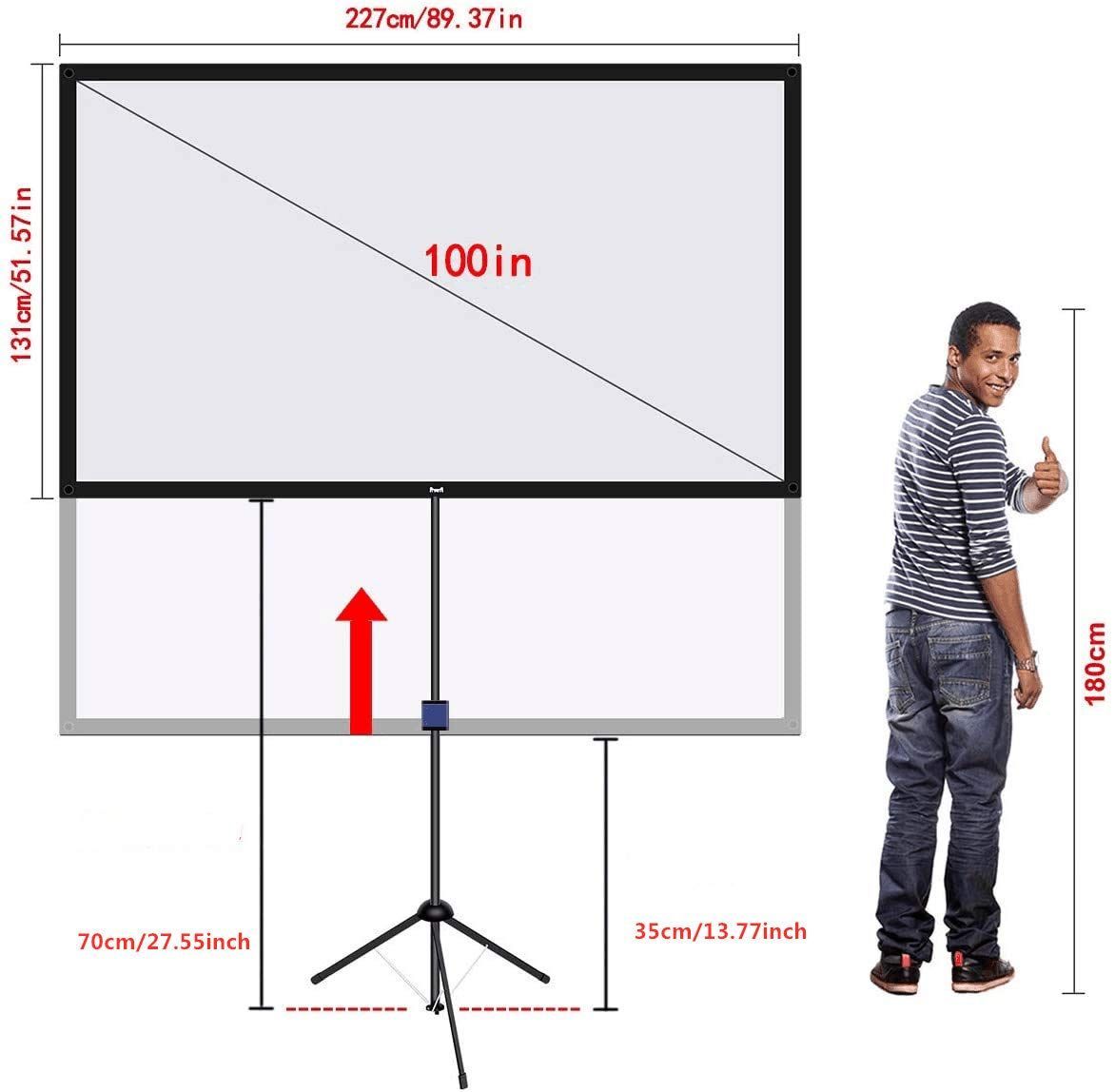 携帯型 三脚式 屋内屋外兼用 自立式 最大100型(スクリーン131 X 227cm