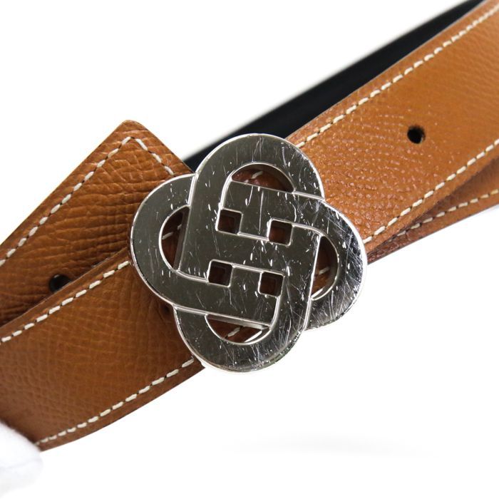 エルメス □R刻印 リバーシブルレザーベルト メンズ 90 90