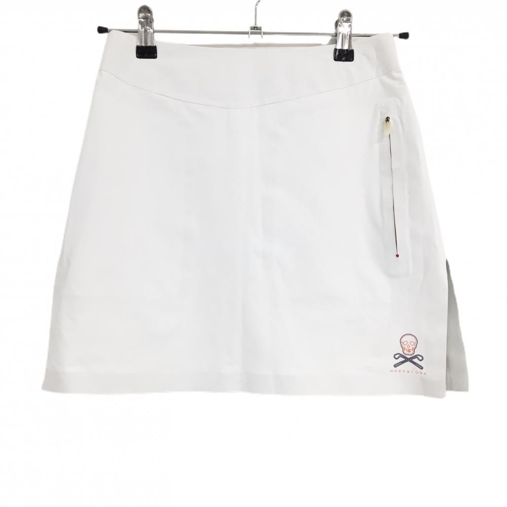 マークアンドロナ スカート 白 ヒップロゴ 内側インナーパンツ DIAPLEX レディース M ゴルフウェア MARK＆LONA