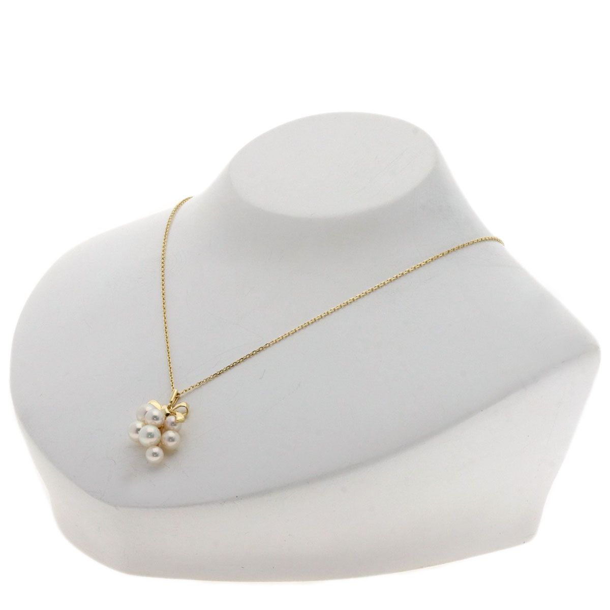 MIKIMOTO ミキモト リボンモチーフ パール 真珠 ネックレス K14YG 