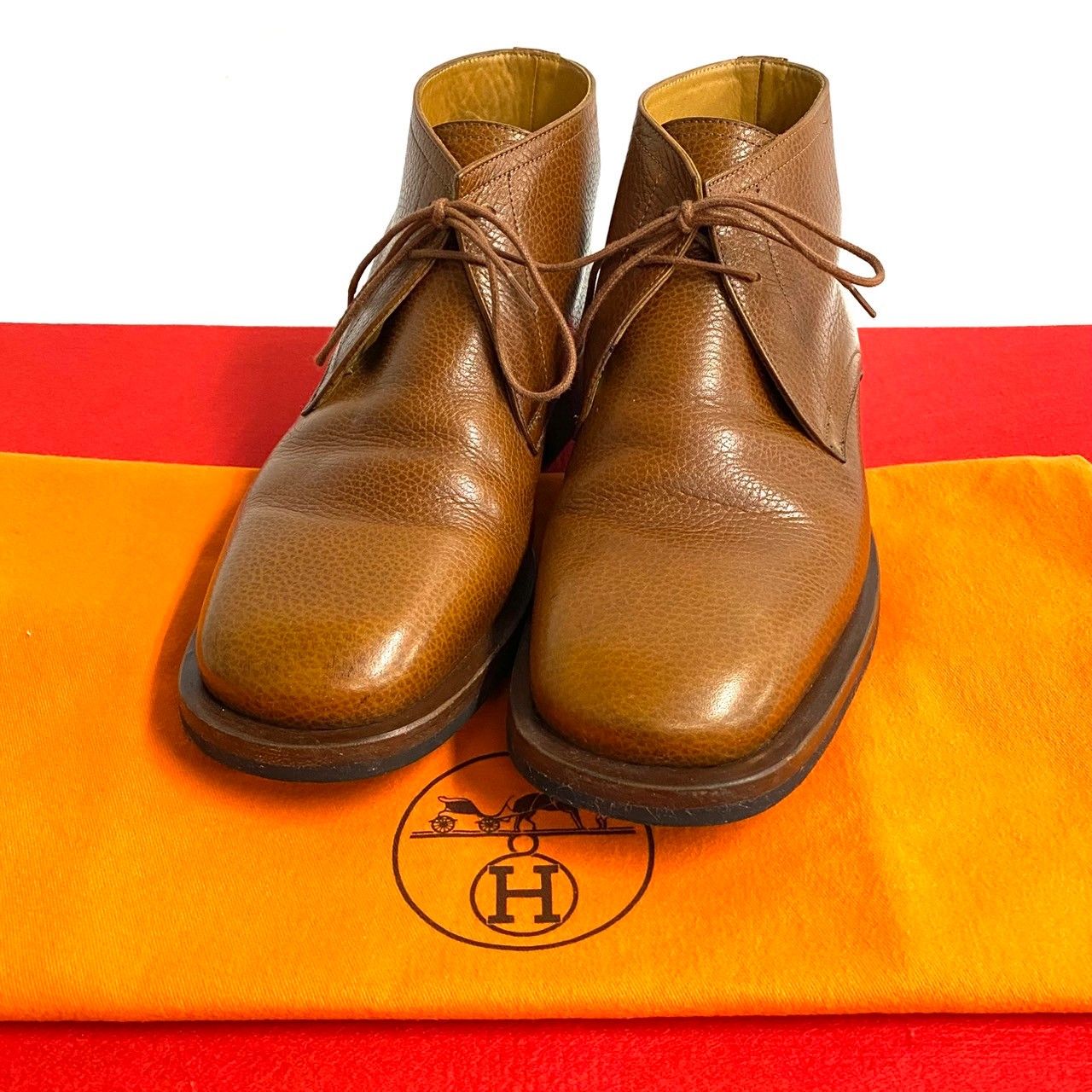 極 美品 希少品 HERMES エルメス レザー 本革 ショートブーツ チャッカ