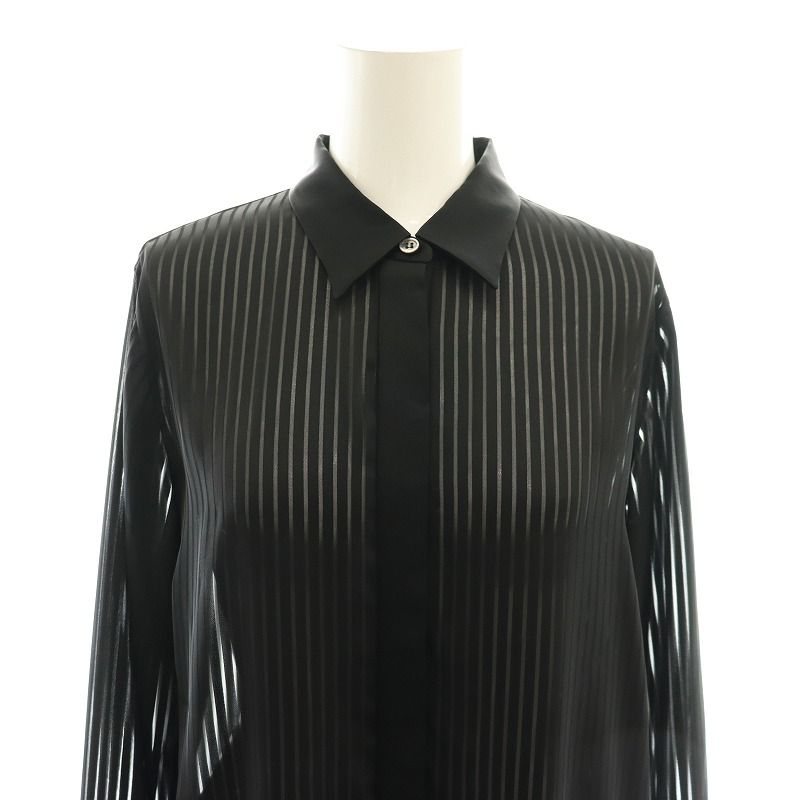 コルピエロ Col Pierrot 23AW Col Pierrot Stripe Sheer シャツ ストライプ 長袖 ブラック /HK ■OS レディース コルピエロ Col Pierrot 23AW Col Pierrot Stripe Sheer シャツ