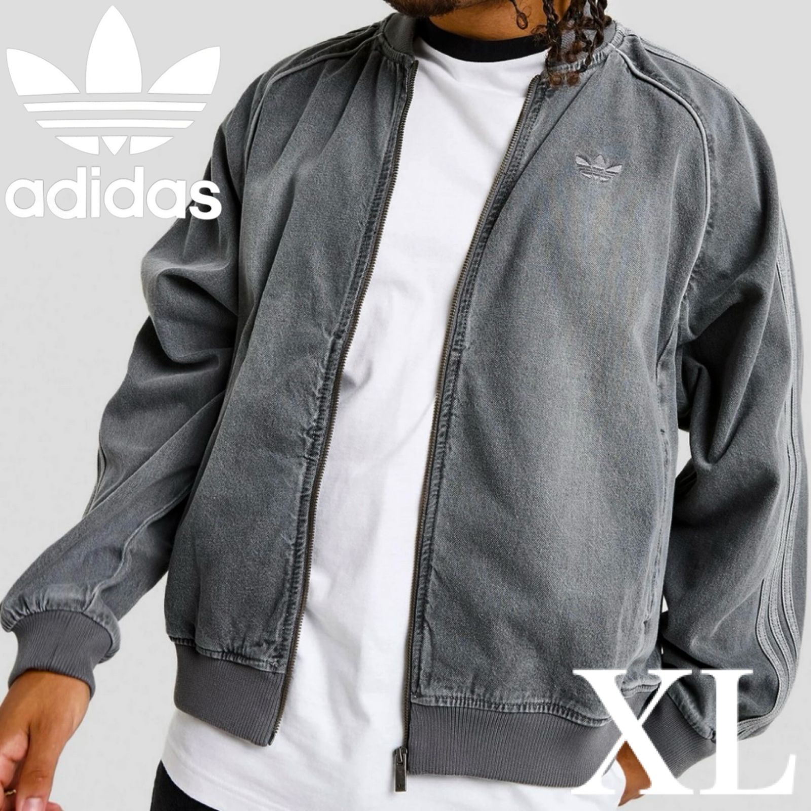 アディカラールーズ デニムブラックウォッシュ ジャケット adidas（アディダス）の「SST アディカラー ルーズ SST デニム