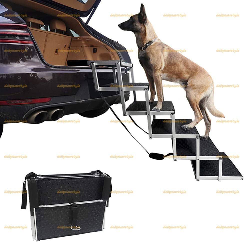 人気推薦◆大型犬用ポータブル犬用階段 6ステップ折りたたみドッグステップ ペットスロープ滑り止め表面付き軽量犬用階段 車 トラック