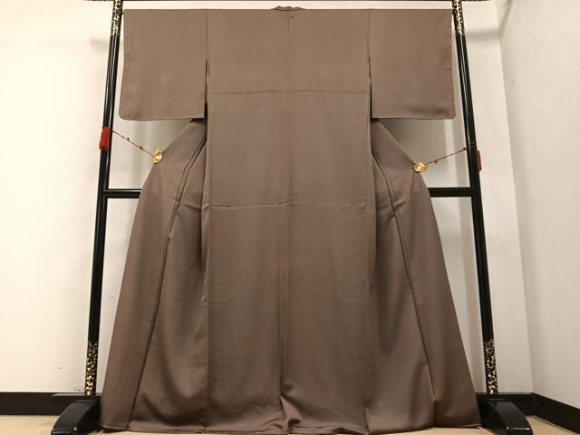 平和屋着物 江戸小紋 万筋 赤墨色×榛色 正絹 AABB6259ph