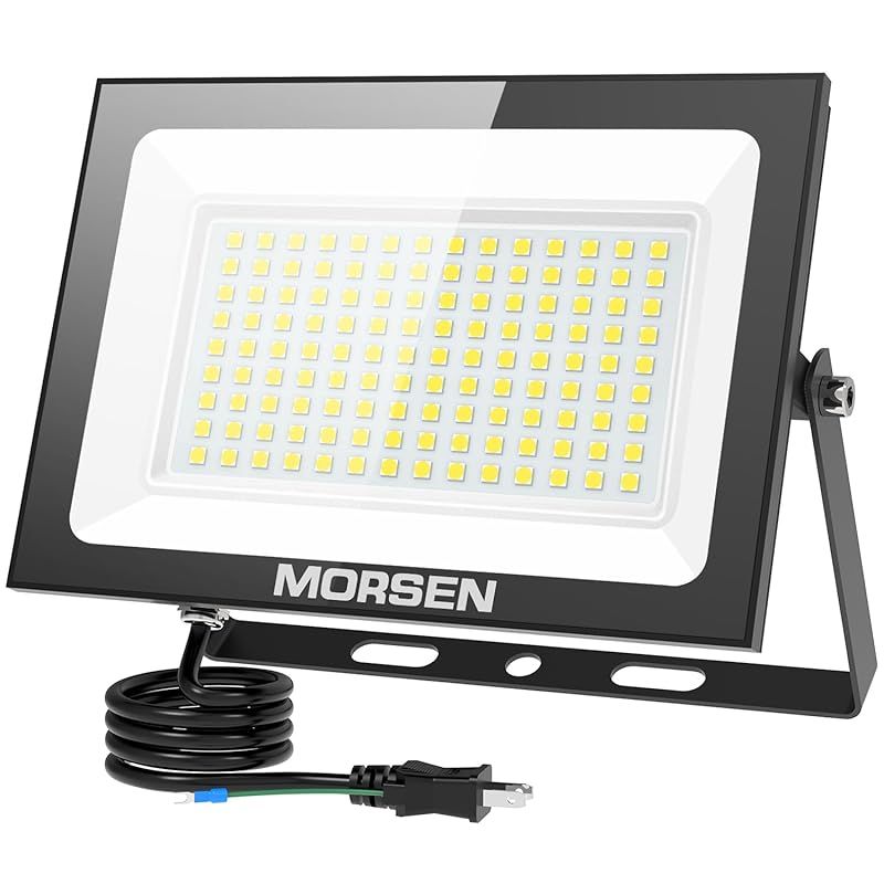 MORSEN 投光器 100W 1セット led 15000LM 6500K 極薄型 100v 灯光器 作業灯 外灯 工事用ライト 屋外用 野外 防水 看板灯 集魚灯 駐車場用