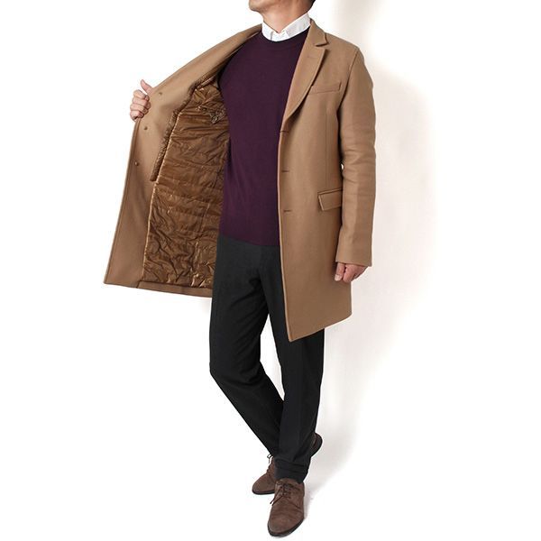 25AWモデル ヘルノ HERNO メンズ ウールメルトン 中綿 チェスターコート ベージュ CA000202U 33432R 2150 2025-26AW m-outer