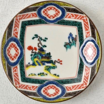 20％OFF》九谷焼特選銘品豆皿（古九谷木瓜ちらし山水図）3枚
