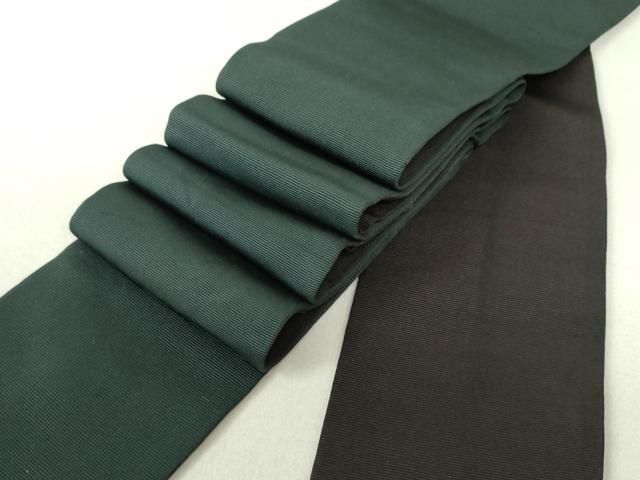 平和屋着物●本場筑前博多織　男性　両面　角帯　暗黒色　褐返色　正絹　逸品　DAAT7774ob 平和屋着物○本場筑前博多織 男性 両面 角帯 暗黒色 褐返色 正絹 逸品