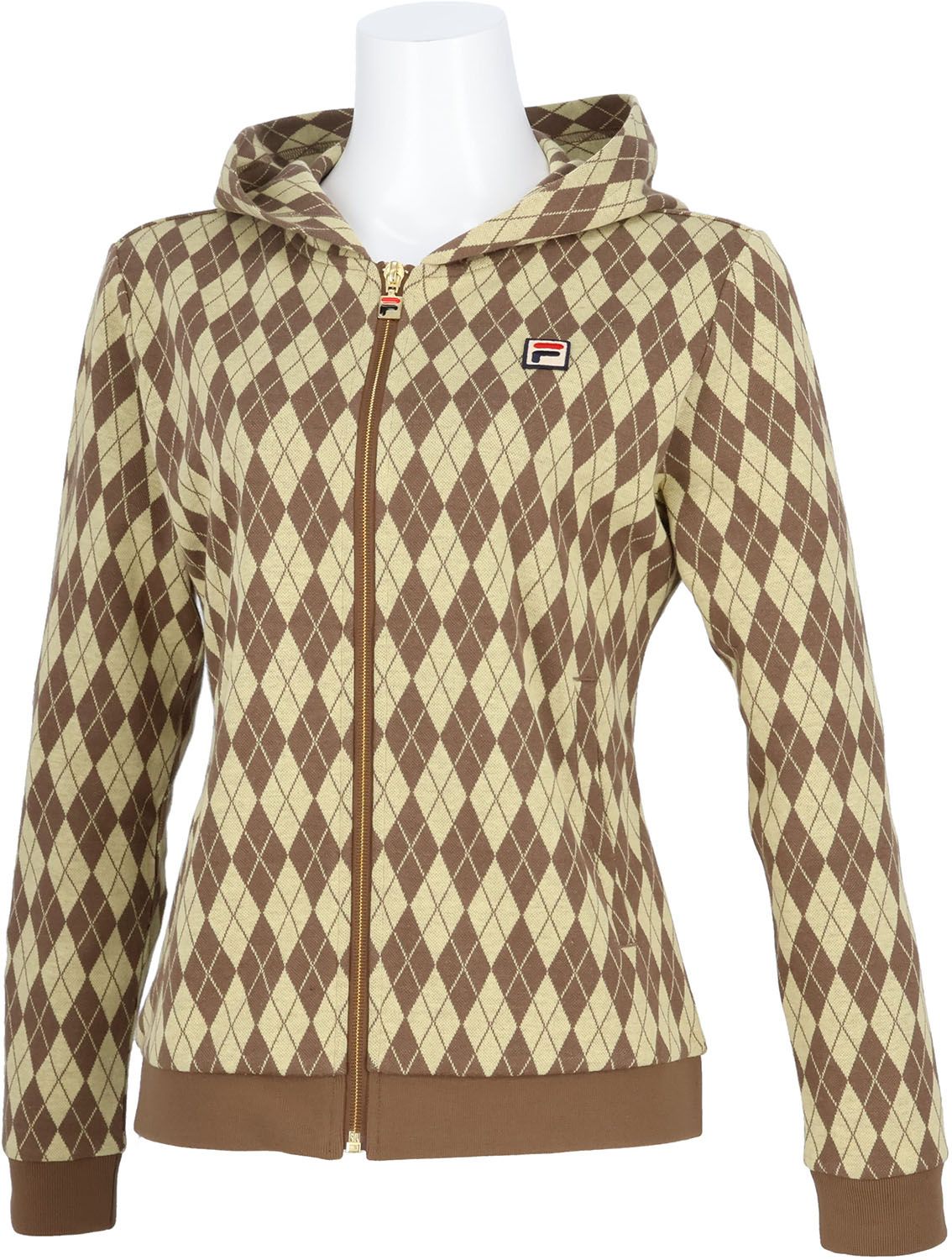 フィラ FILA テニス フルジップパーカー レディース ウィメンズ 女性 大人 長袖 アウター 上着 ジャージ トップス ウェア ロゴ オーセンティック アーガイル柄 ジャガード 部活 EL0240 04B パープルグレー