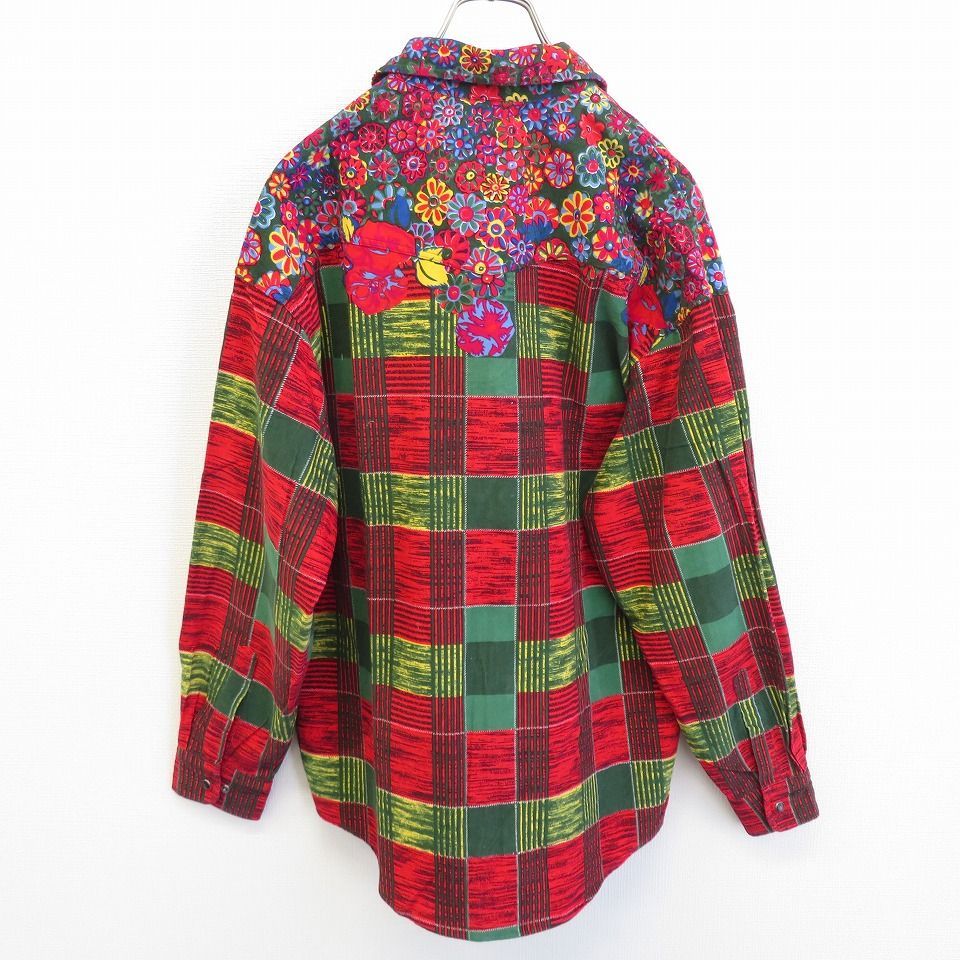 ケンゾー KENZO JEANS ヴィンテージ 花柄 コーデュロイ シャツ