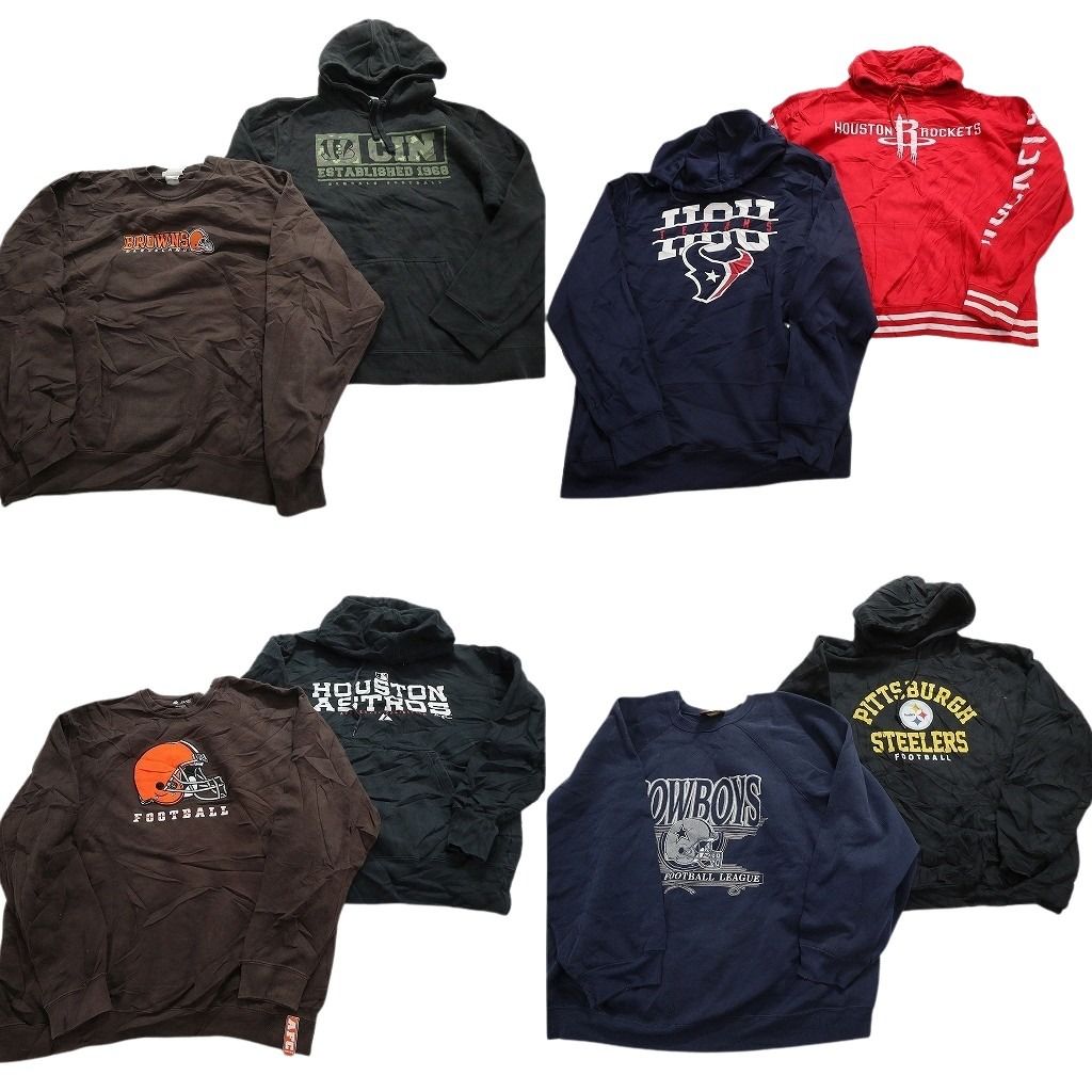 古着卸 まとめ売り プロチーム スウェット 8枚セット (メンズ XL /2XL /3XL ) スティーラーズ カウボーイズ テキサンズ 中古 古着 MX7911