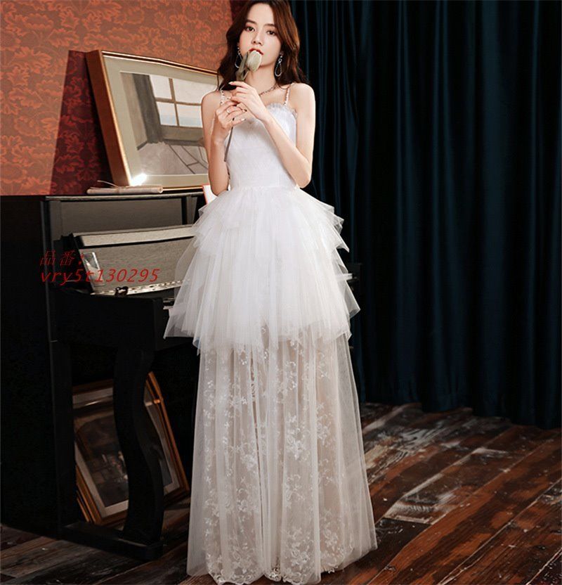 パーティードレス レディース ナイトドレス ロングドレス 白 ワンピース 姫系 ウェディング 結婚式 洋服 プリンセス 公演 クラブ発表会 舞台衣装 イベント vry5t130295