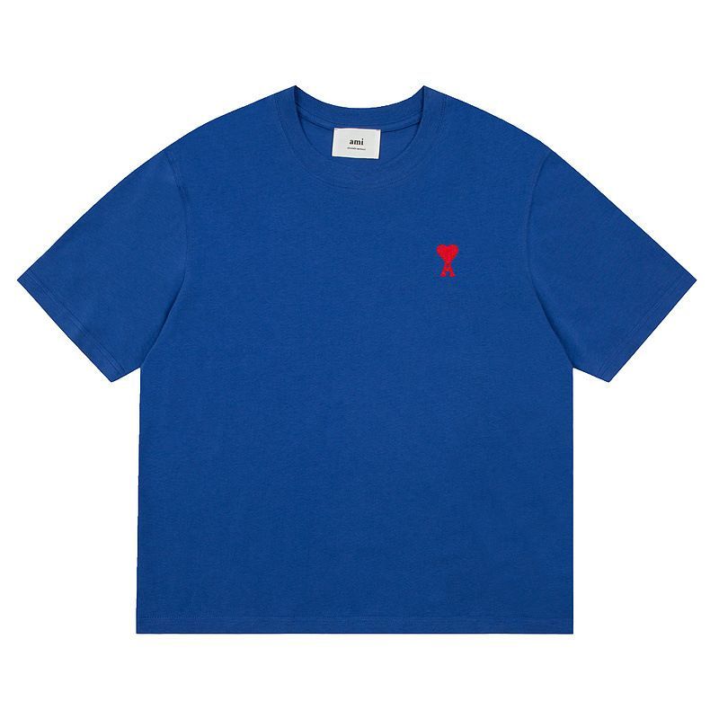 ami - アミパリスAmi paris白半袖Tシャツ赤ハート刺繍ロゴマーク