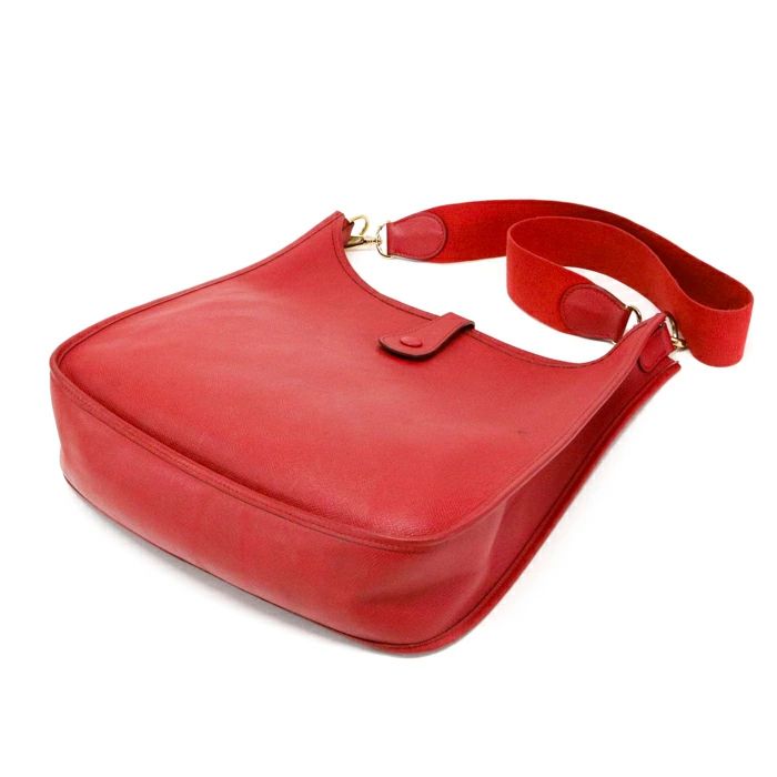 HERMES エルメス エヴリン GMゴールド金具 □H刻印ネイビー×レッド