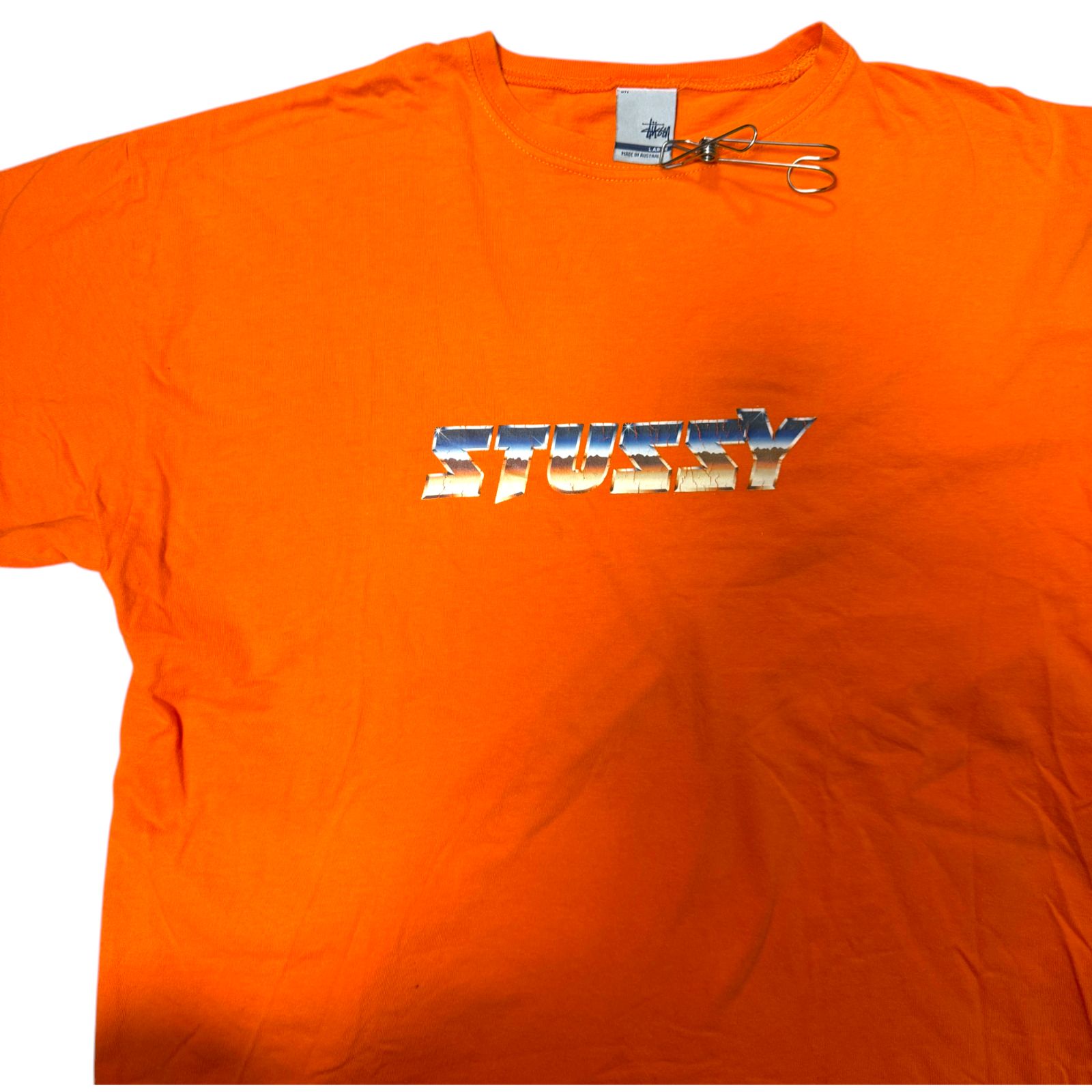 90s OLD STUSSY グラフィック ロゴ プリント Tシャツ Lサイズ 銀