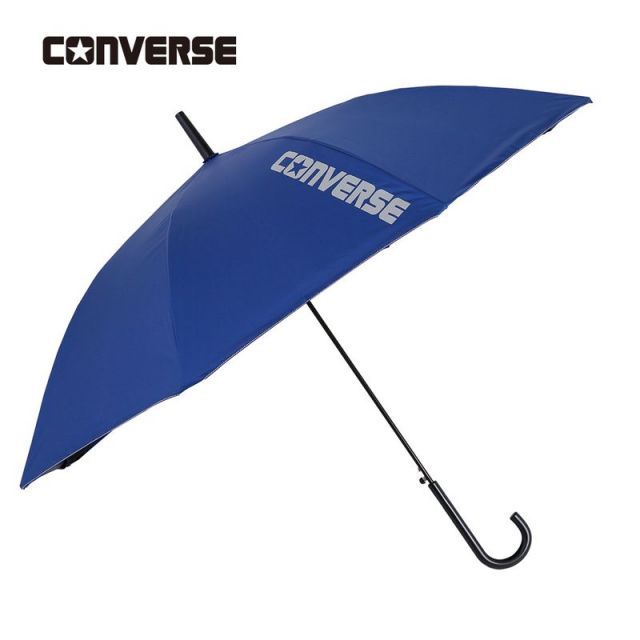CONVERSE コンバース 子供日傘 無地タイプ 適用身長 150cm ネイビー 58cm 晴雨兼用 雨傘 日傘 ワンタッチ ジャンプ式 UVカット率 遮光率 99%以上 透明窓付き 遮熱効果 撥水効果