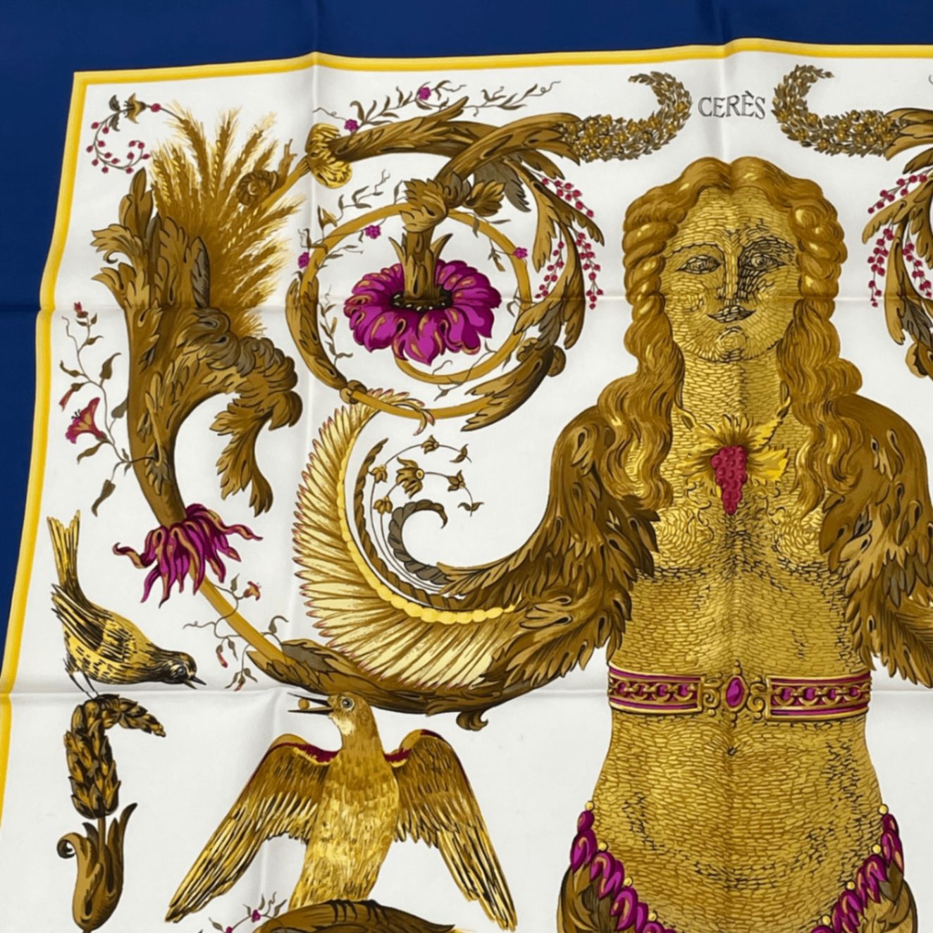 極美品 HERMES エルメス スカーフ カレ90 シルク CERES 女神ケレス