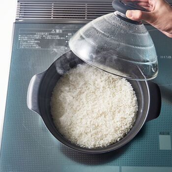 フタがガラスのIH対応ご飯釜雪平
