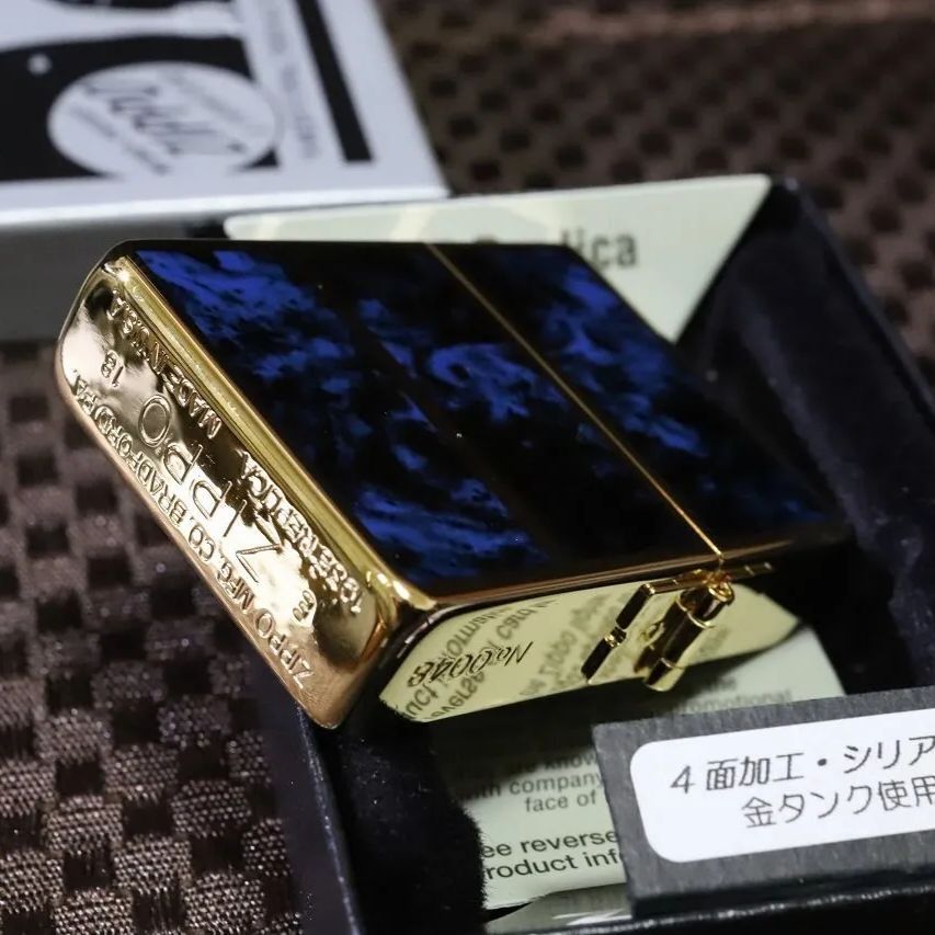 ZIPPO】1935 レプリカ マーブルライン ブルー 青 5面加工 インナー金タンク 人気 かっこいい ジッポ ライター ブランド 金メッキ  プレゼント 人気 ゴールドライター 四角いジッポ ゴールドタンク gold 限定ジッポ シリアルナンバー - メルカリ