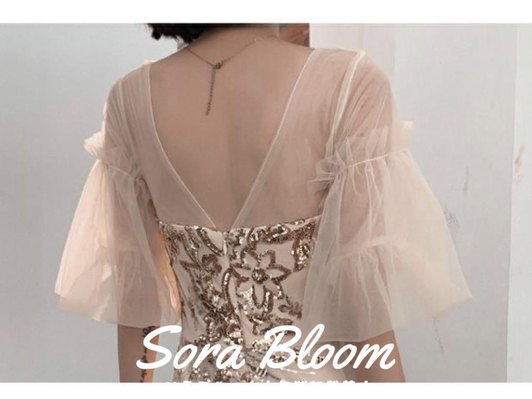 【美しいチュール＆スパンコール刺繍】ゴージャスなマーメイドドレスワンピース 新品未使用【美しいチュール＆スパンコール刺繍】ゴージャスな