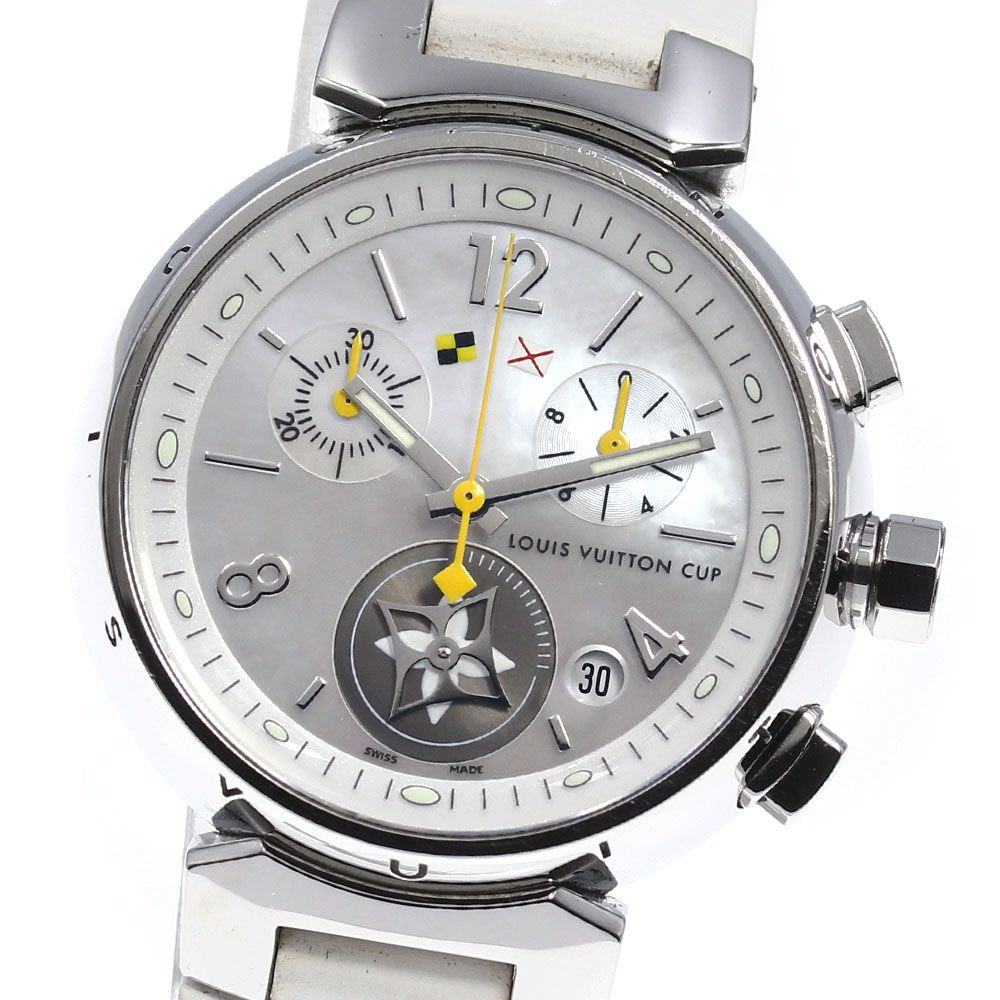 腕時計美品！　ルイヴィトン　タンブール　ホワイトシェル　クオーツ　腕時計　Q132C