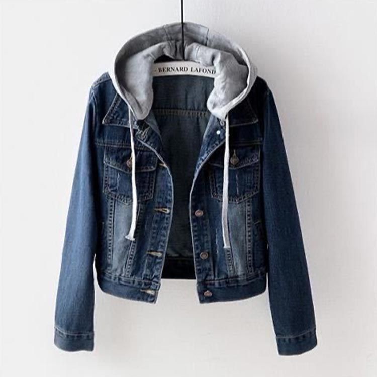 JUEMI フード付きデニムジャケット ライトブルー おしゃれ 春アウター フード付き デニムジャケット レディース G