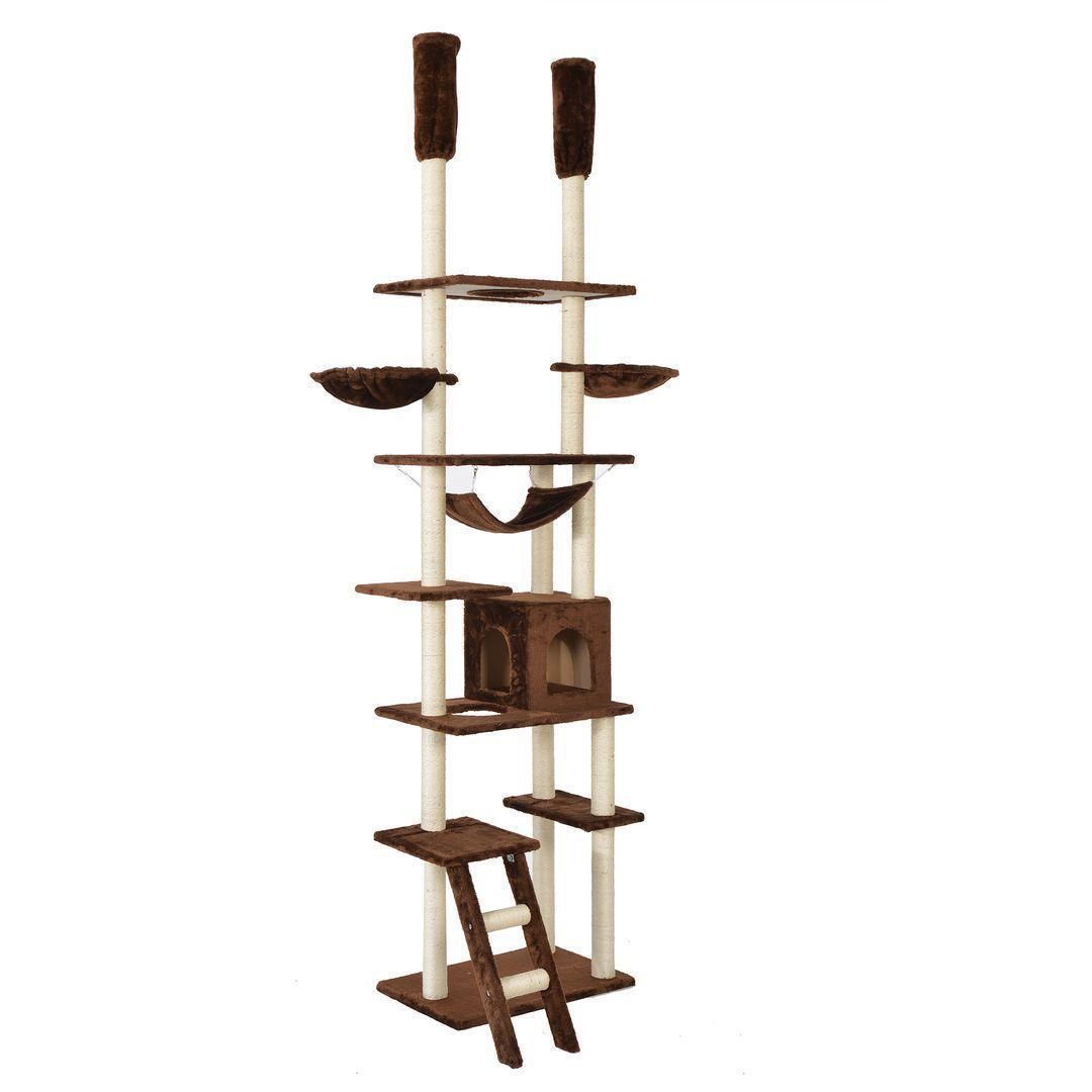 キャットタワー 突っ張り おしゃれ 全面麻紐 全高235 258 cm ブラウン yew 4