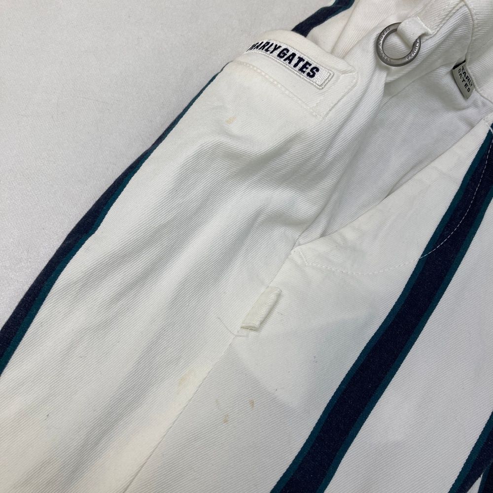【新品未使用】パーリーゲイツストライプ柄パンツ サイズ：0 PEARLY GATES パーリーゲイツ 30周年モデル