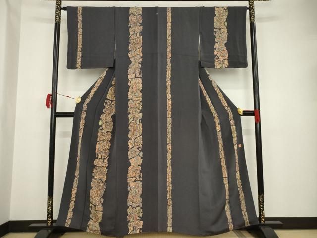 平和屋着物□友禅作家の巨匠 浅井青仁 小紋 舞花文 正絹 逸品