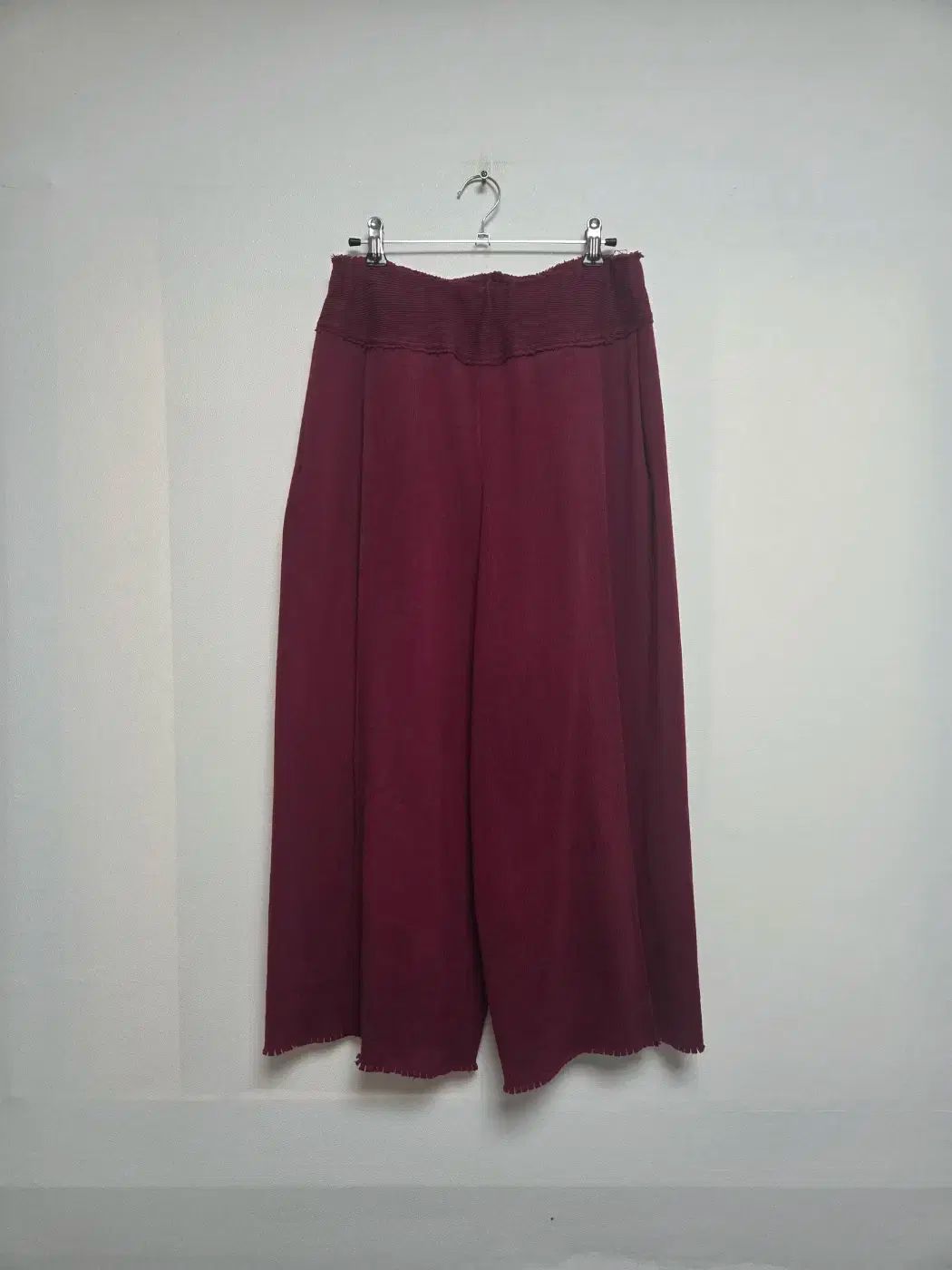 ISSEY MIYAKE イッセイミヤケ レディース ニット ワイド パンツ ワインレッド M