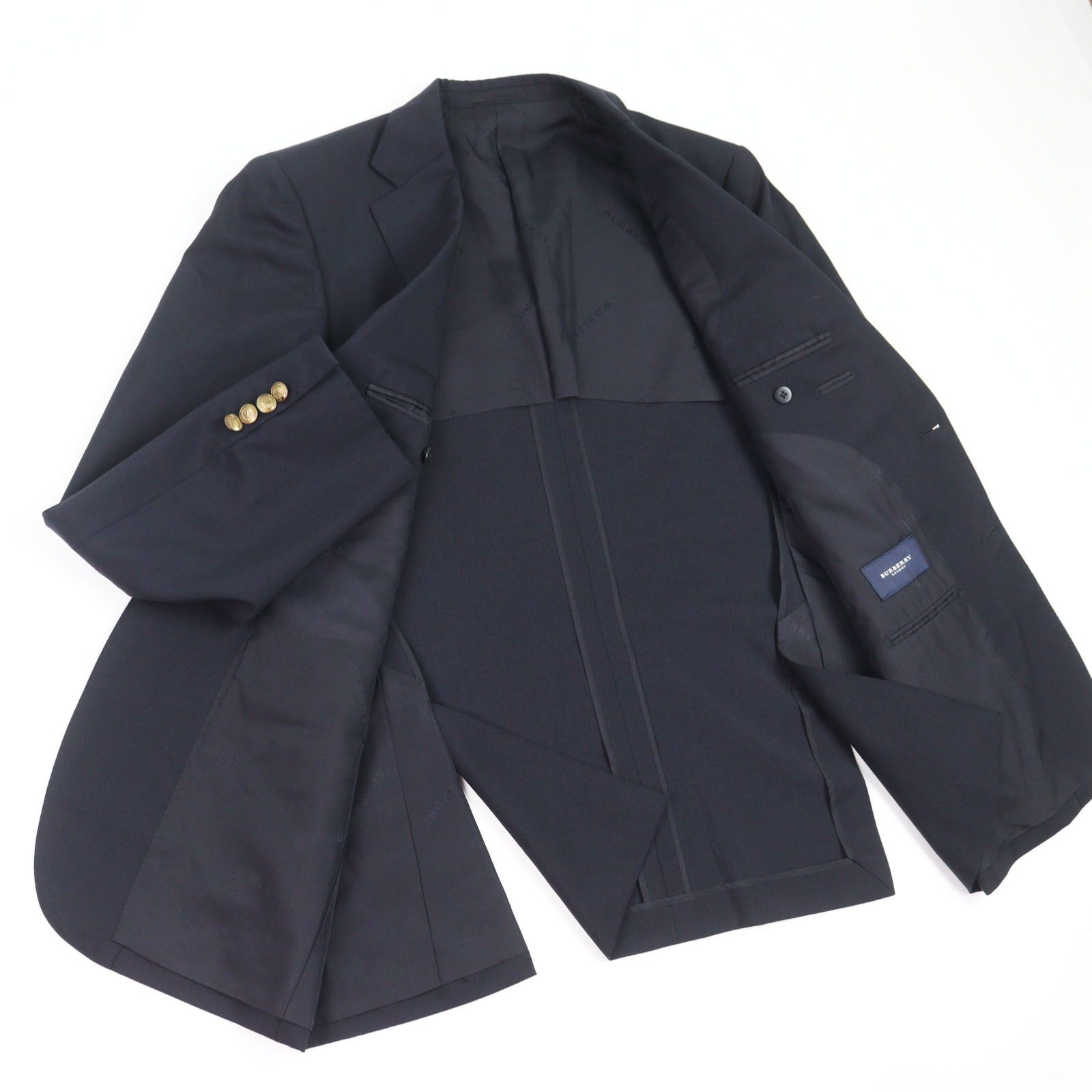 良品△BURBERRY LONDON バーバリーロンドン モヘア混 ロゴメタルボタン  