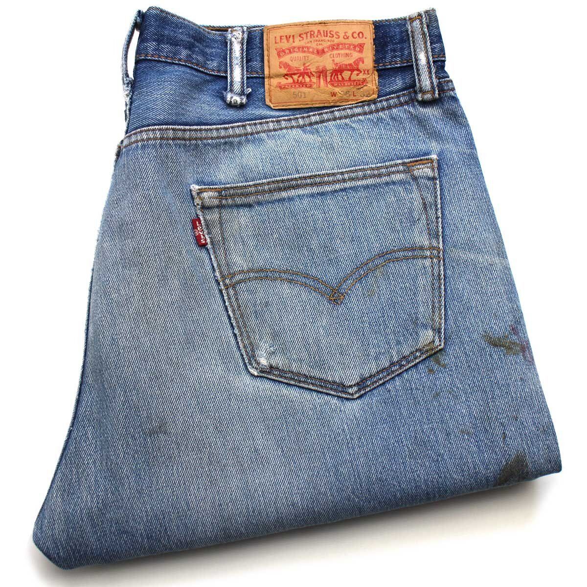 Levi'sリーバイス 501 ペンキ飛び デニムパンツ ヒゲ ボロ w38 L32SDP3485 ジーンズ ストレート ダメージ クラッシュ ビッグサイズ