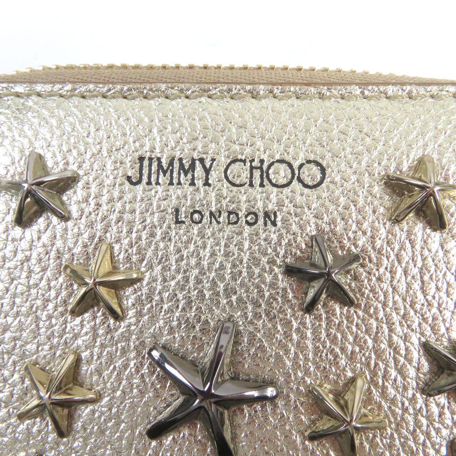 未使用品□JIMMY CHOO ジミーチュウ KYOMI スタースタッズ メタリック グレインレザー ラウンドファスナー コインパース  コンパクトウォレット 財布 ゴールド 箱・保存袋付き ブルガリア製 レディース - メルカリ