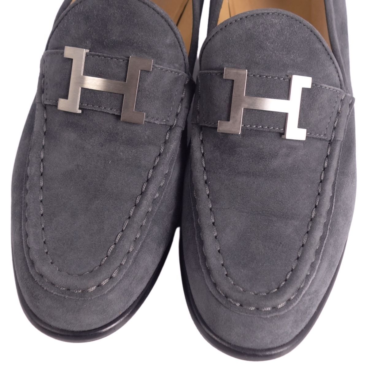 美品 エルメス HERMES ローファー モカシン Hロゴ コンスタンス スウェ 